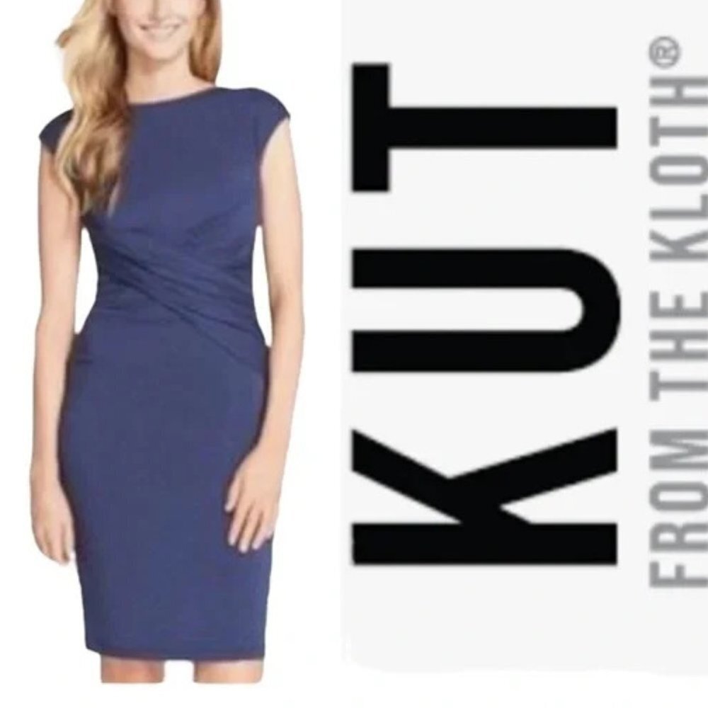 KUT FROM THE KLOTH New Mollee Jersey Knit Dress 16 Navy Blue Soft Stretchy